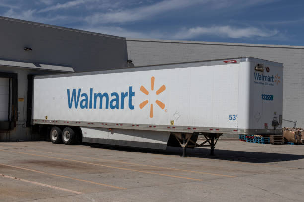 Walmart trailer at a warehouse dock during cross-docking operations.